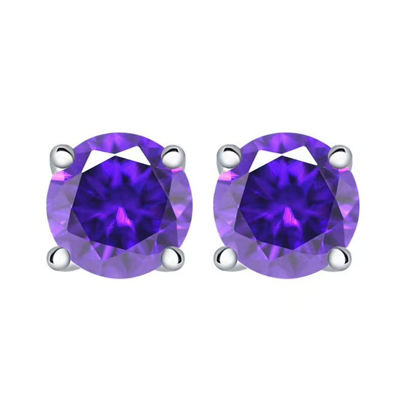 amethyst Multicolor Birthstone Stud Earrings Set
