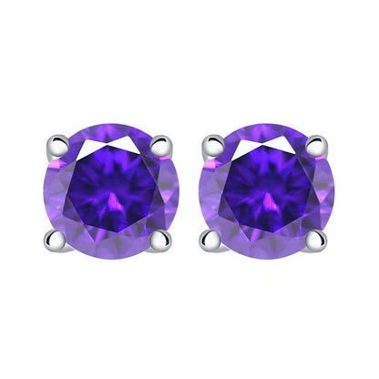 amethyst Multicolor Birthstone Stud Earrings Set