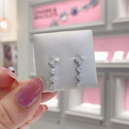 Shimmering Graduated Stone Earrings

