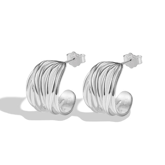 Modern Grooved Half Hoop Studs

