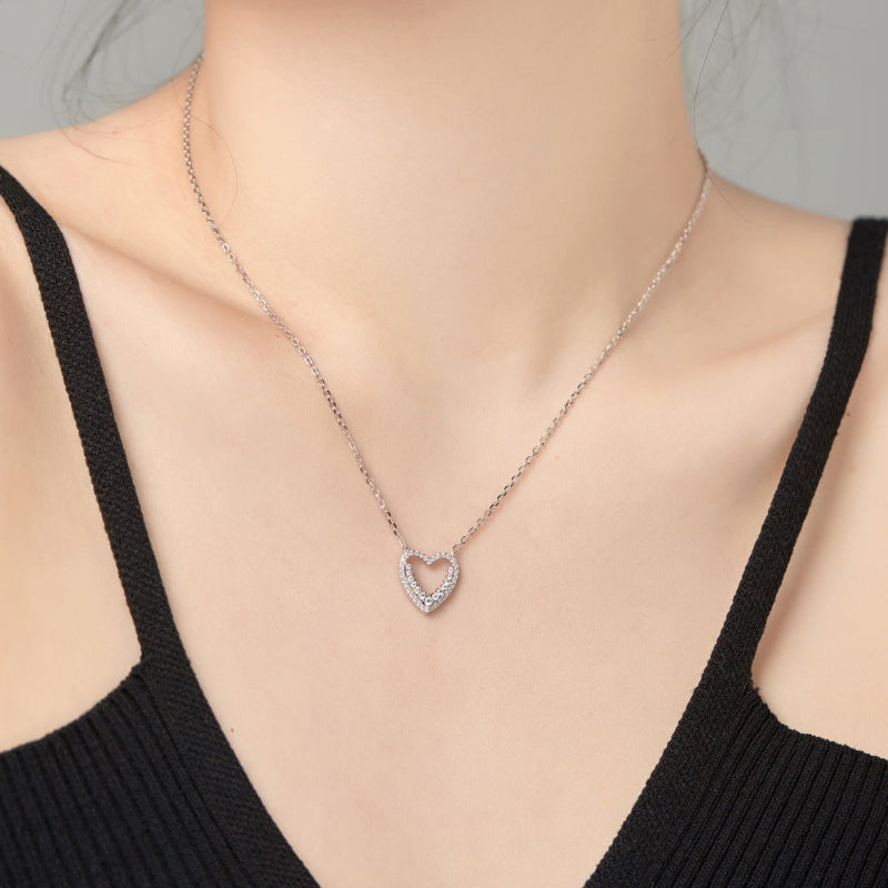 Shimmering Gold Hollow Heart Necklace

