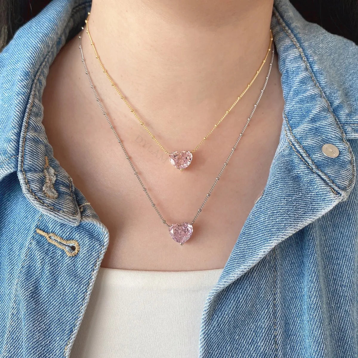 Charming Heart-Shaped Diamond Necklace