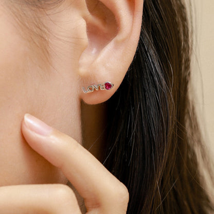Silver Love and Heart Studs

