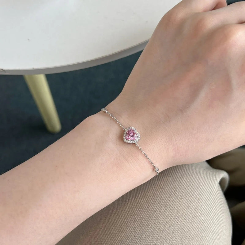 Shimmering Pink Heart Friendship Bracelet

