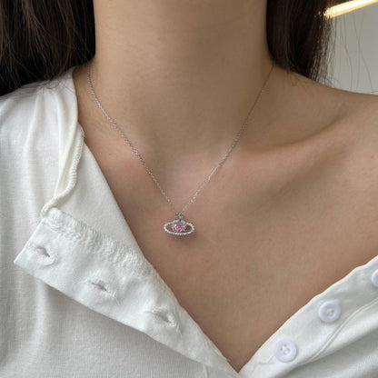 Trendy Silver Planet Necklace