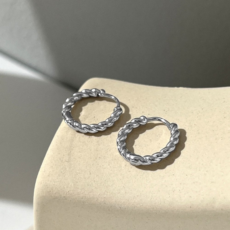 sterling silver rope hoop earrings