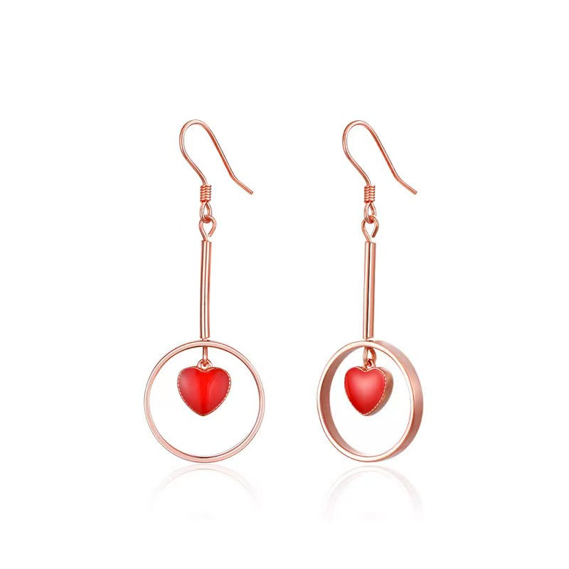 red heart hook earrings