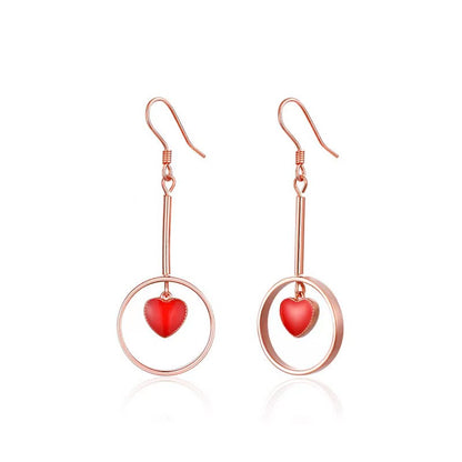 red heart hook earrings