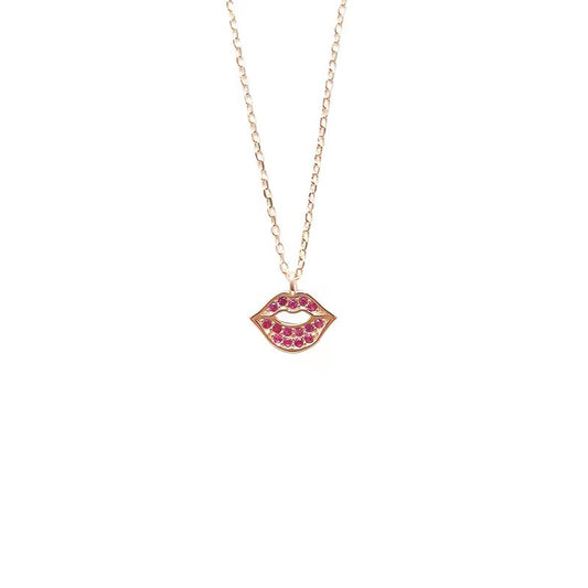 red diamond lip pendant necklace