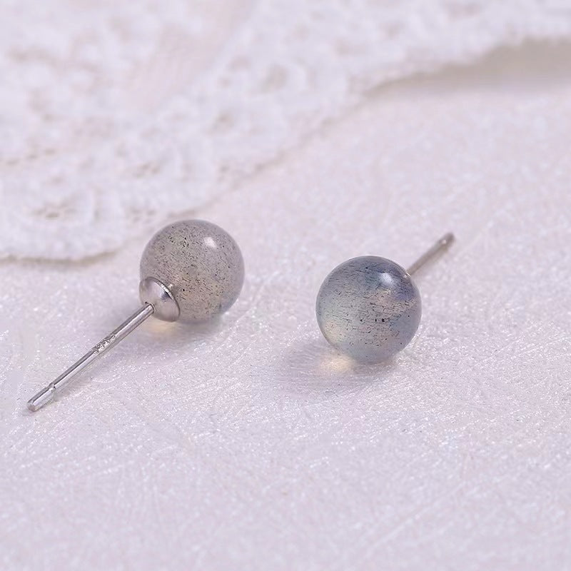 moonstone stud earrings silver