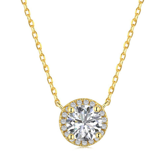 Elegant Halo Solitaire Necklace