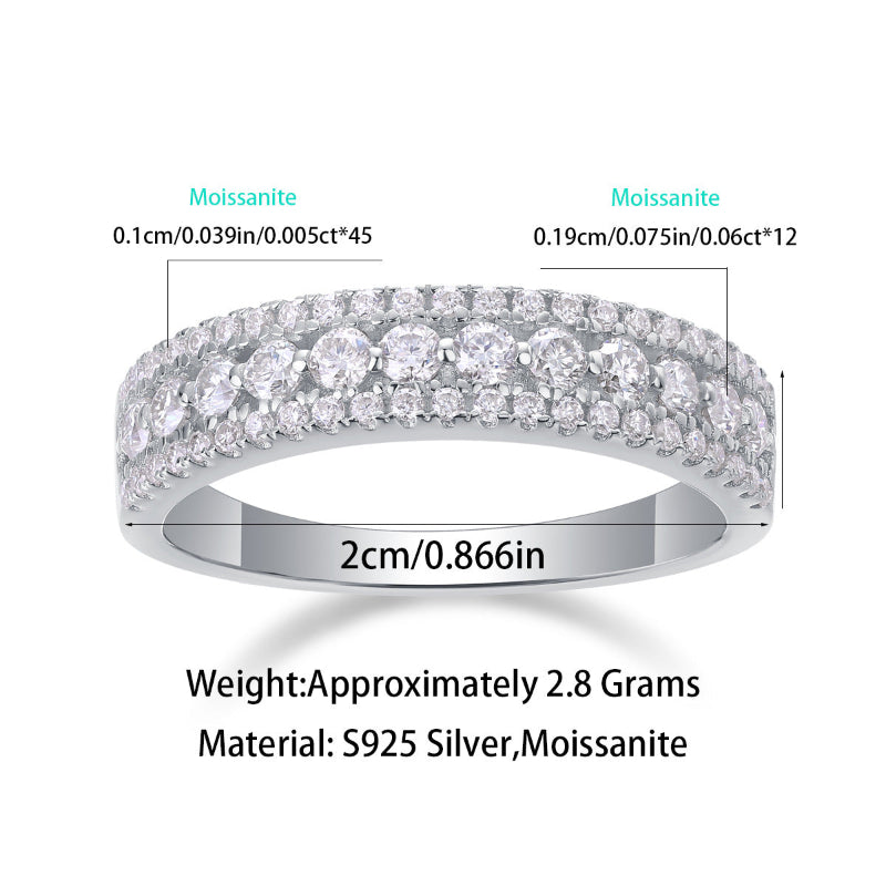 Dazzling 57-Stone Moissanite Ring (45 + 12 stones)

