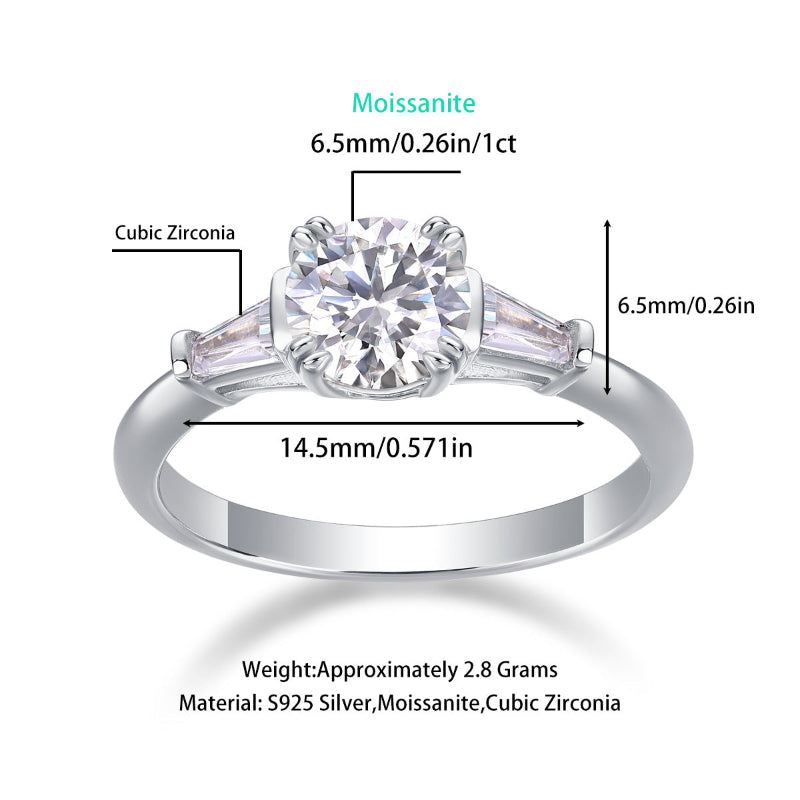6.5mm Moissanite Center Stone Engagement Ring

