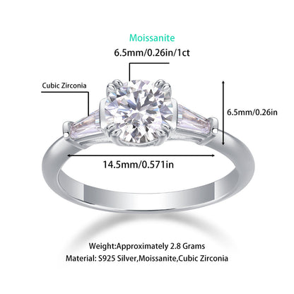 6.5mm Moissanite Center Stone Engagement Ring

