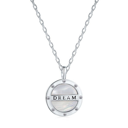 Polished Silver Disc with Mother-of-Pearl Inlay


