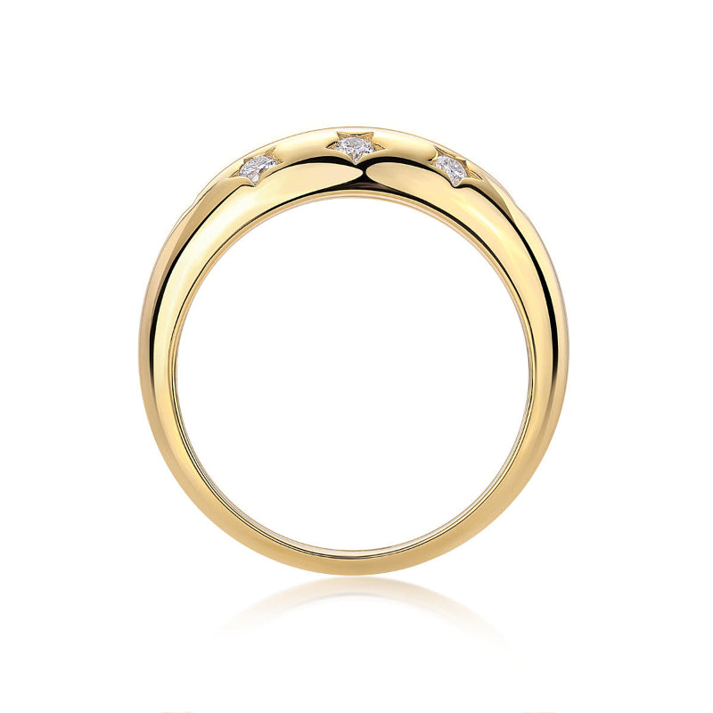Sleek Gold Promise Ring with Stars

