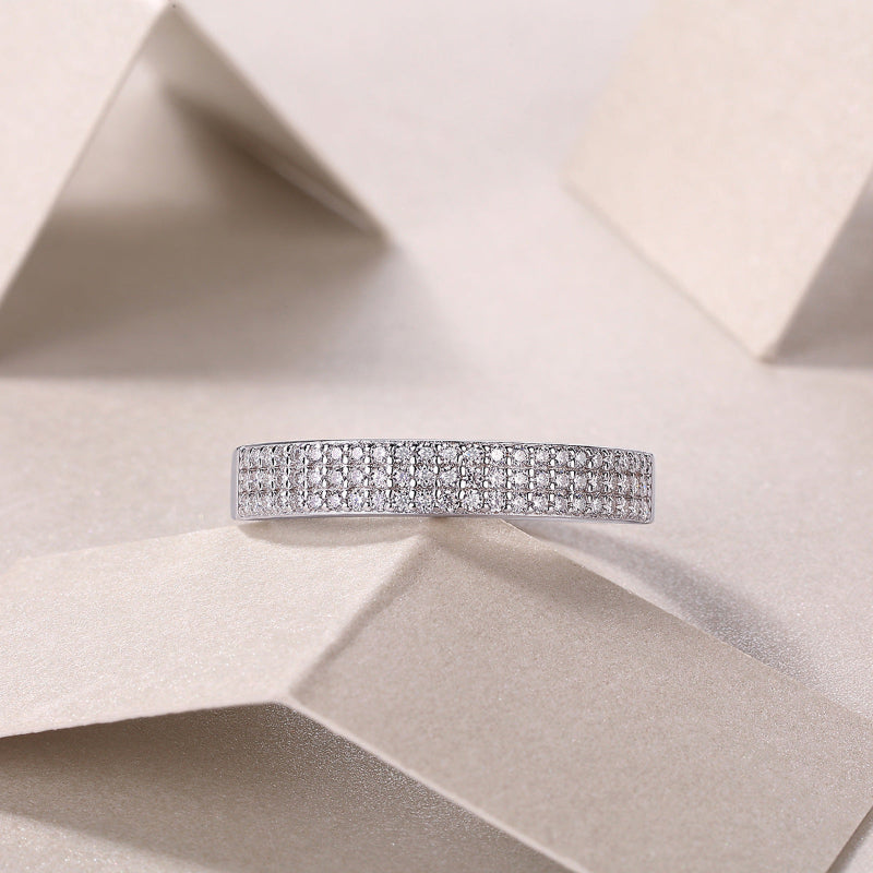 Shimmering Moissanite Pave Silver Ring

