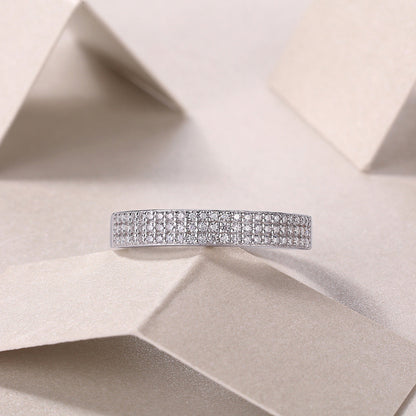Shimmering Moissanite Pave Silver Ring

