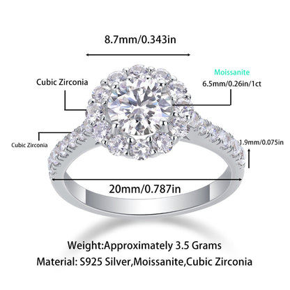 Dazzling Moissanite Center with CZ Halo Bridal Ring

