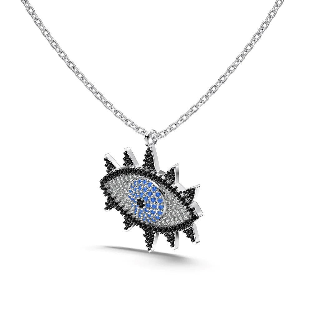 silver link chain evil eye