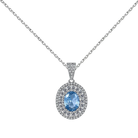 Elegant Sapphire Diamond Blue Zirconia Necklace