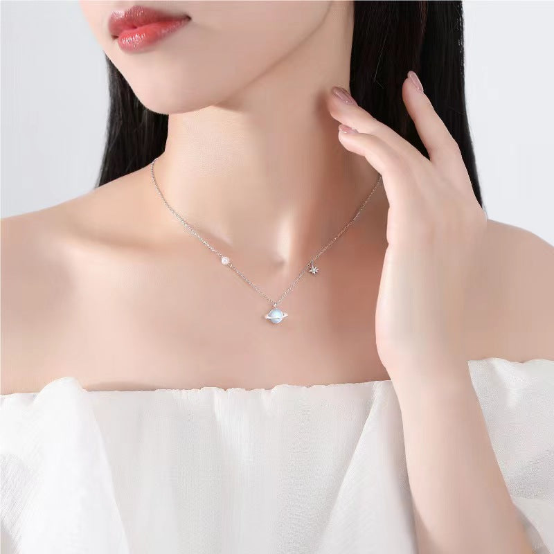moonstone planet necklace for women