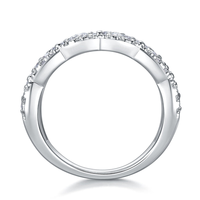 Wide Moissanite Filigree S925 Silver Ring

