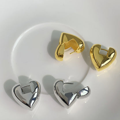 Statement Gold Heart Earrings

