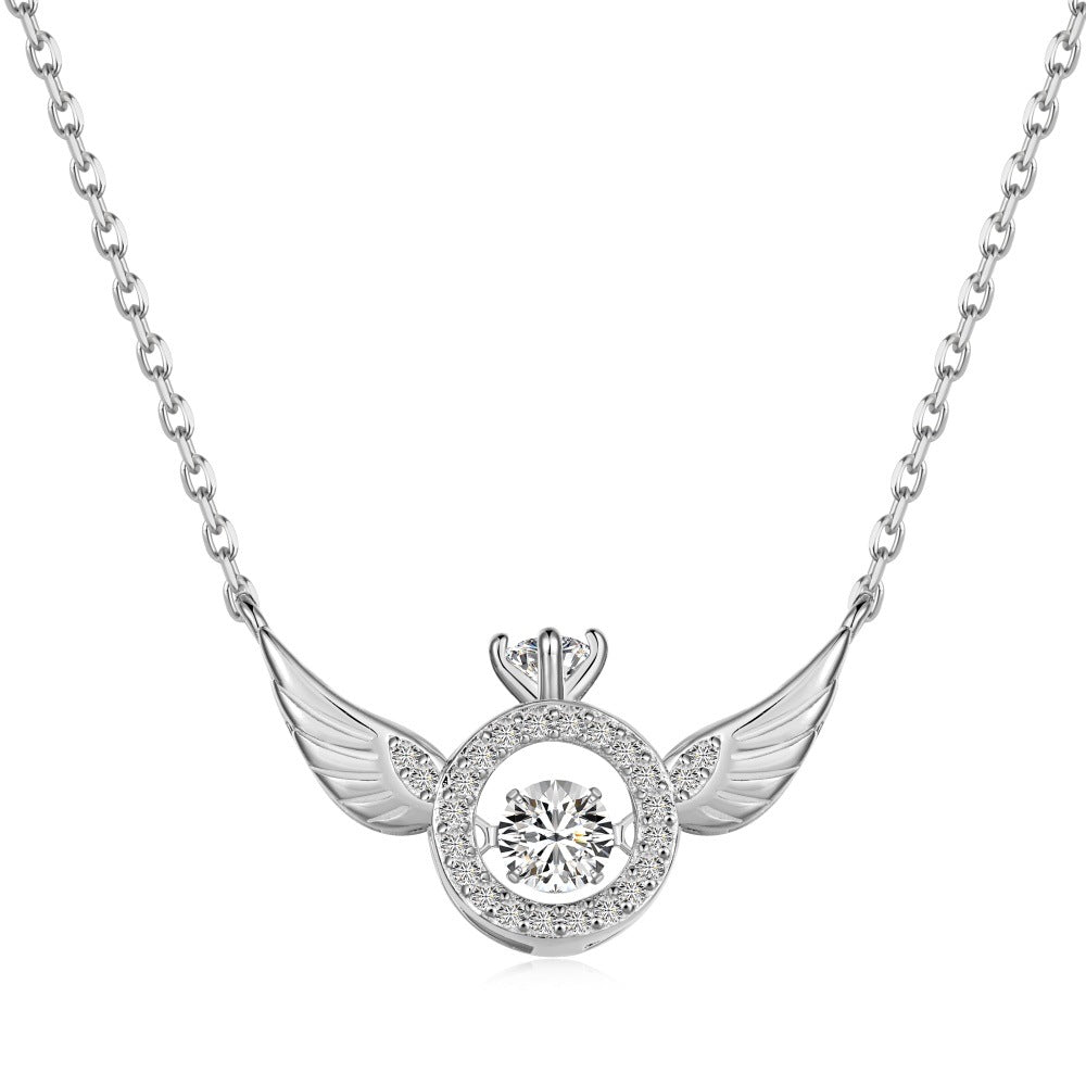 Stylish Sophisticated Diamond Heart Wing Necklace