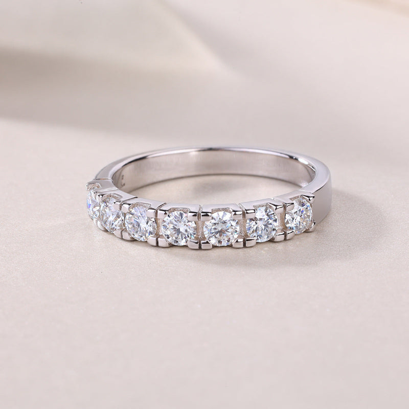 White Gold Plated Moissanite Half-Band
