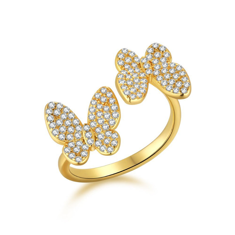 Two Butterfly Cubic Zirconia Ring

