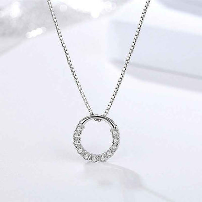 925 sterling silver Sparkling Circle Pendant Necklace