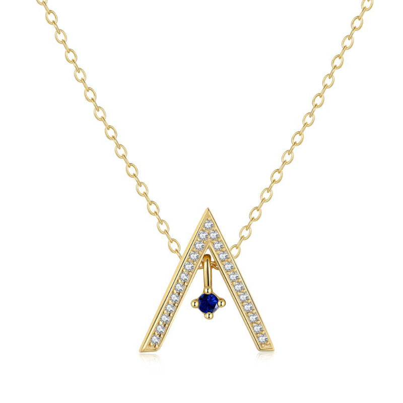 Luminous Gold Letter A with Brilliant Cut CZ and Colorful Gem Drops

