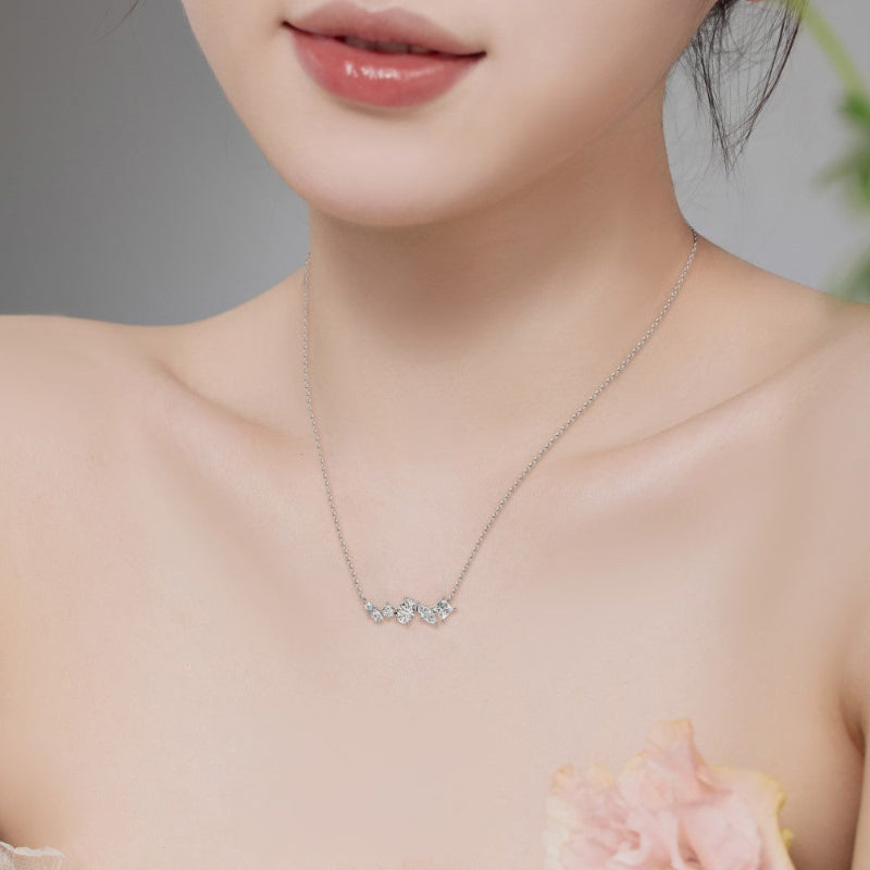 Luminous Gold Clear Crystal Bar Necklace

