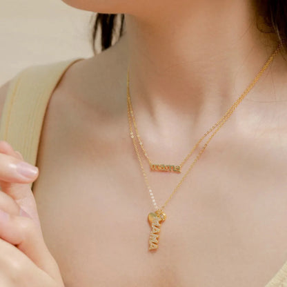 Rhinestone Vertical Mama Charm Necklace

