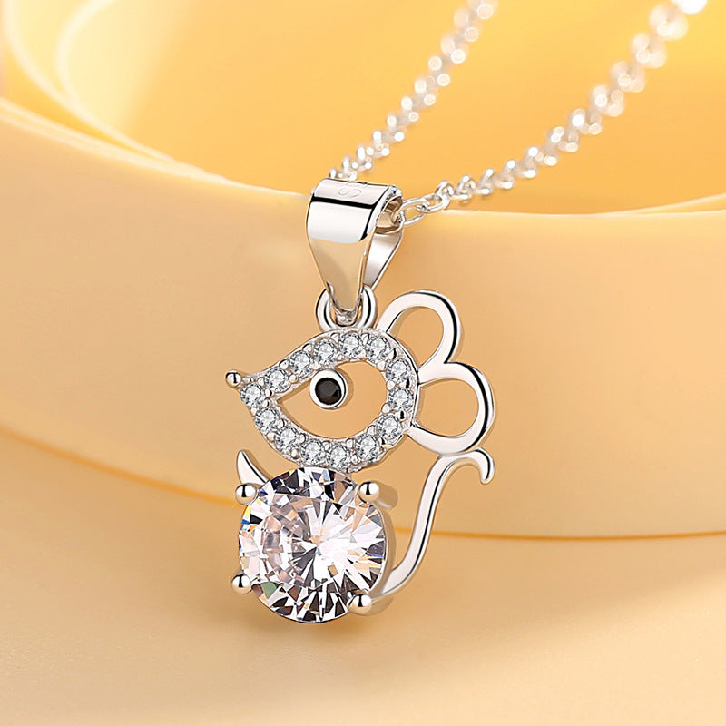 Rhinestone Mouse Necklace

