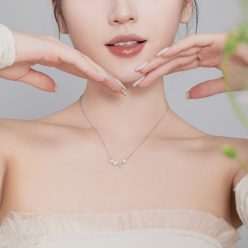 Luminous Silver Mixed-Cut White Zirconia Necklace

