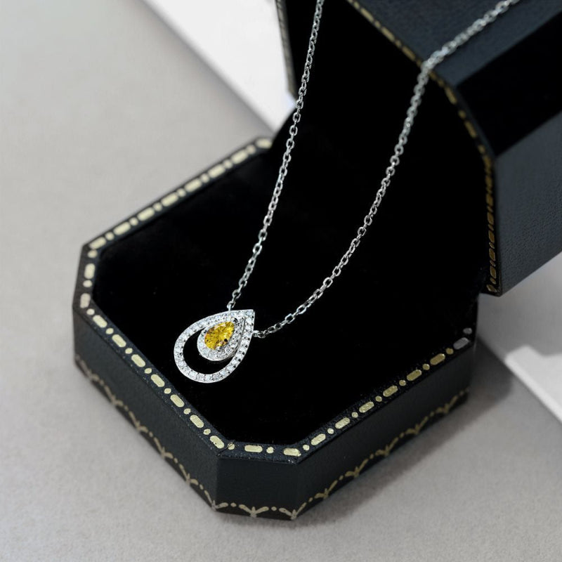 Luminous Silver Teardrop of Brilliance Necklace

