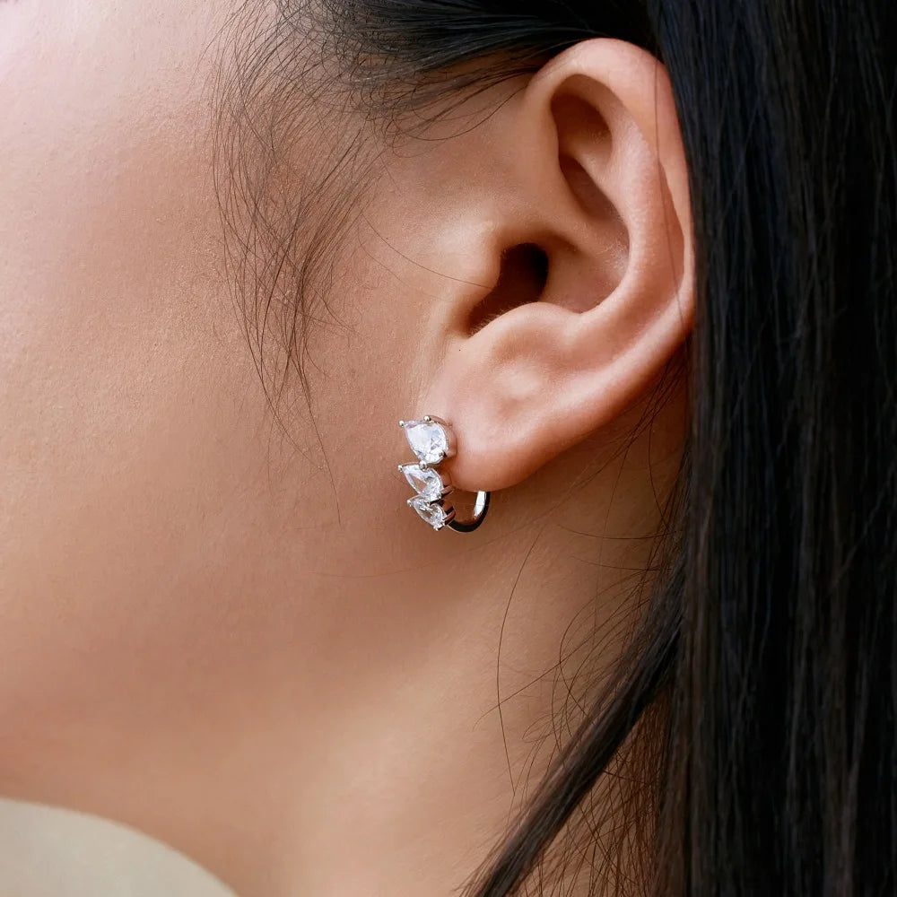 Shimmering Waterdrop Zirconia Hoops