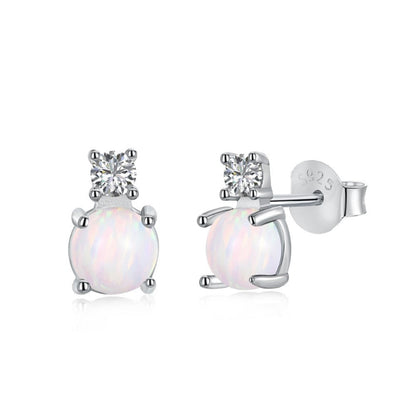Elegant White Opal Sphere Studs

