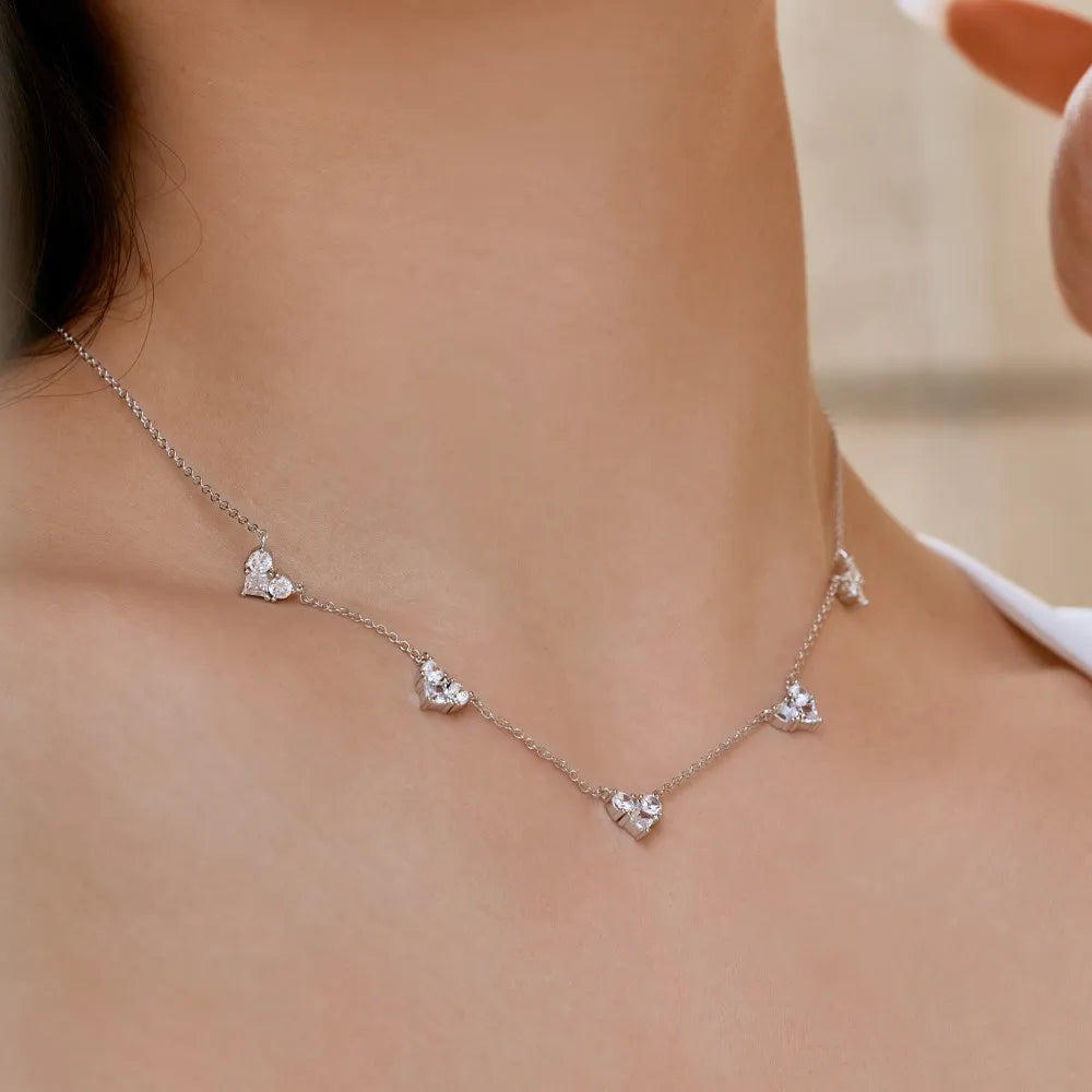 Glamorous Zirconia Heart Pendant Necklace