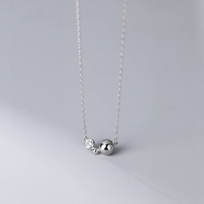 Luminous Silver Bead & Sparkle Necklace
