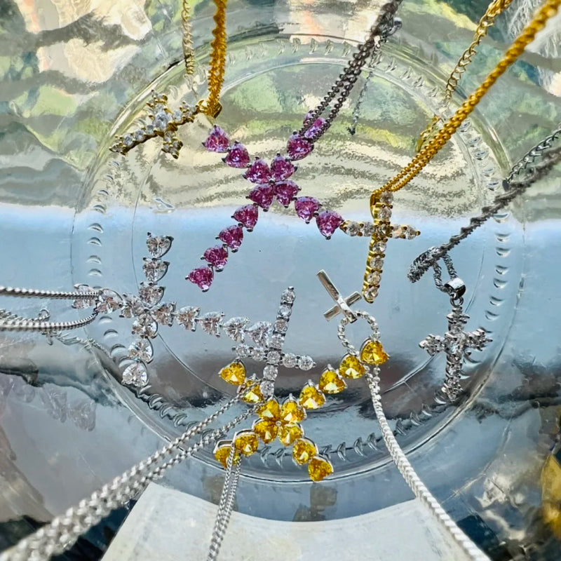Minimalist Crystal Cross Pendant


