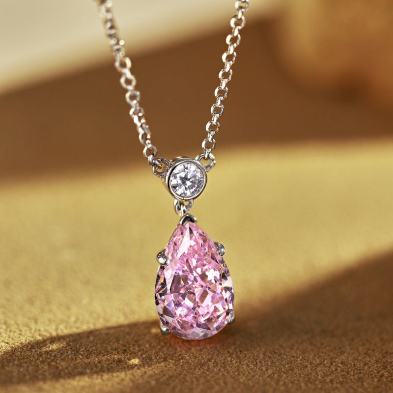 Glimmering Pear Cut Dangle Necklace

