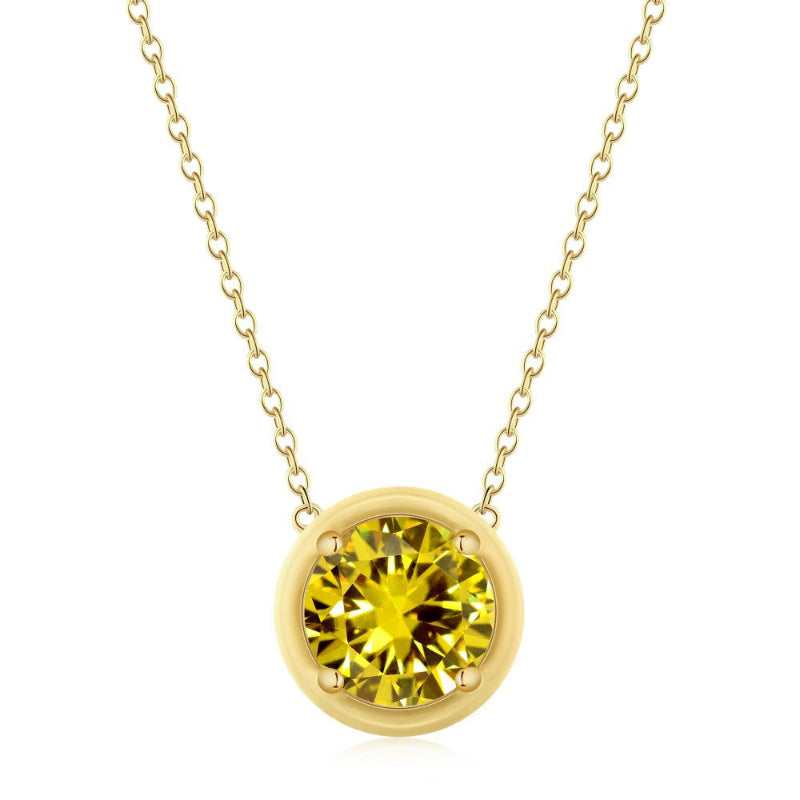 Classic Round Cut Pendant with a Modern Yellow Twist

