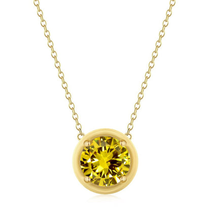 Classic Round Cut Pendant with a Modern Yellow Twist

