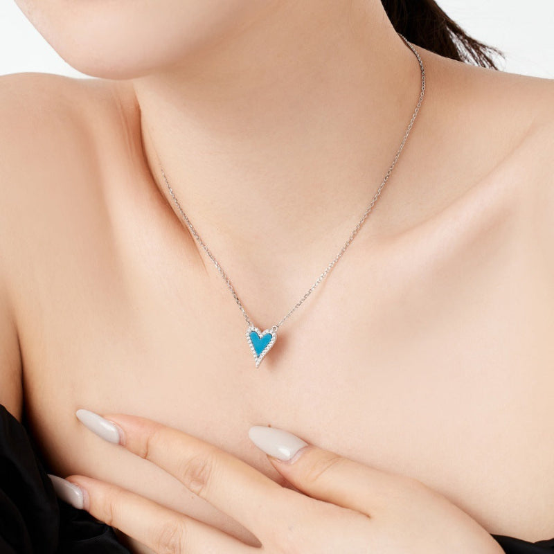 Unique Enamel Filled Heart Necklace

