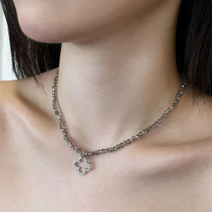 Icy Clover Beaded Necklace

