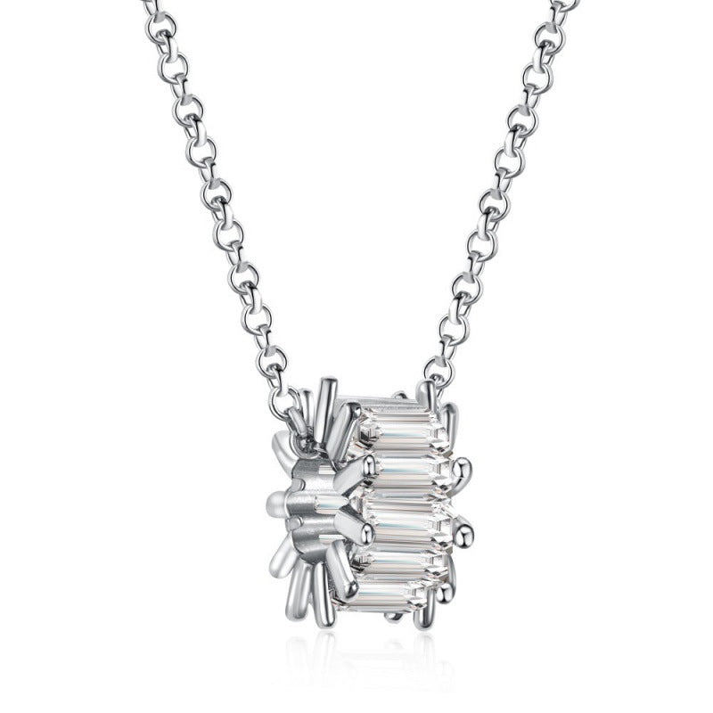 Modern Crystal Bar Pendant Necklace

