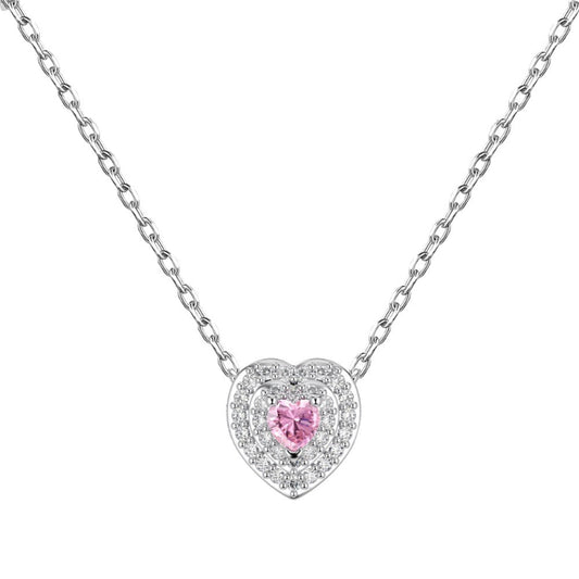 Dainty Sterling Silver Heart-Shaped Zirconia Pendant

